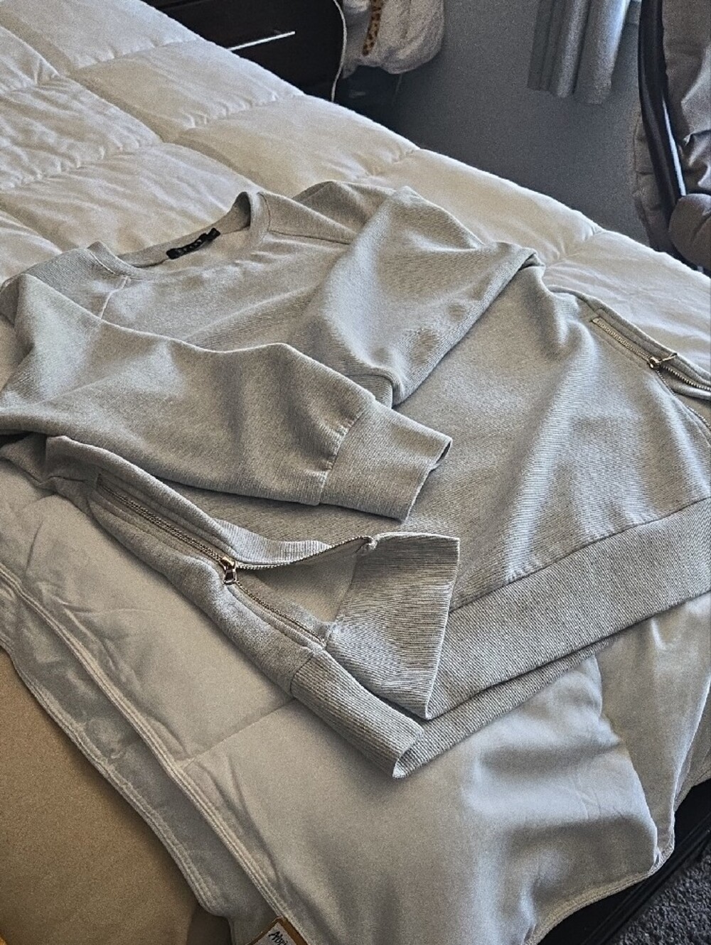 Light Gray Women's Crewneck Sweatshirt - Picture 5 of 8